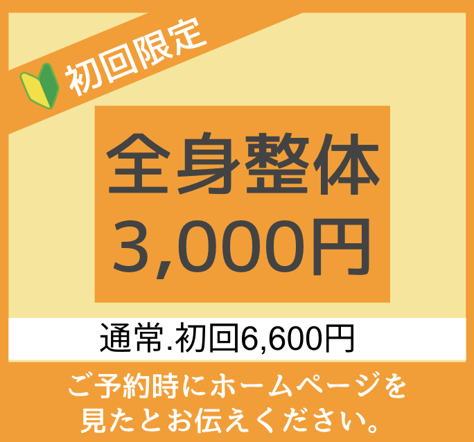 初回整体3000円